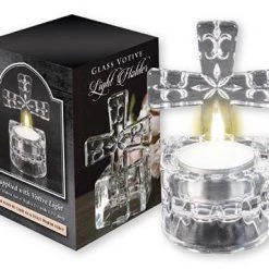 Giftworks GLASS CROSS TEA LIGHT HOLDER & HOLY WATER FONT GENERAL GIFTS