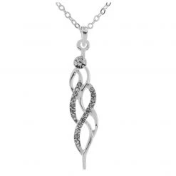Giftworks JEWELLERY Silver Clear Crystal Twist Necklace