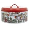 Lesser And Pavey Christmas Robins Round Enamel Metal Cake Tin Baking Storage Container GENERAL GIFTS