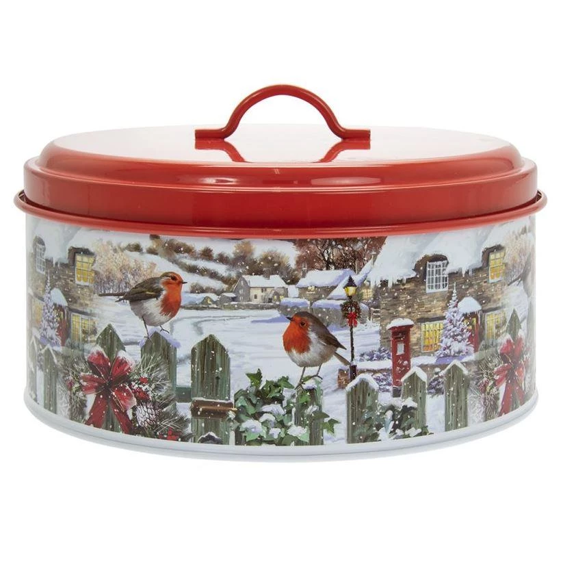 Lesser And Pavey Christmas Robins Round Enamel Metal Cake Tin Baking Storage Container GENERAL GIFTS 3 Lesser And Pavey Christmas Robins Round Enamel Metal Cake Tin Baking Storage Container GENERAL GIFTS