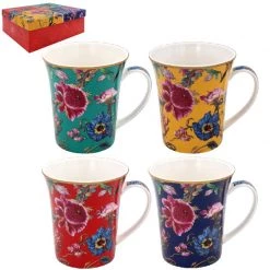 Lesser And Pavey Set 4 China Mugs William Morris Anthina 4 Coloured Mugs GENERAL GIFTS