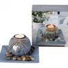 IKO Grey Tea Light Holder With Heart-decoration & Stones 16x16cm (Pre Order For Mid September) GENERAL GIFTS
