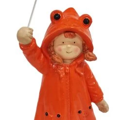 WGP GIRL WITH ORANGE RAINCOAT AND WHITE METAL UMBRELLA GENERAL GIFTS