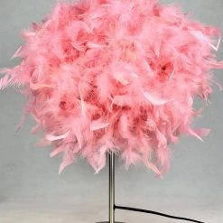 Giftworks 60CM PINK FEATHERED TABLE LAMP GENERAL GIFTS