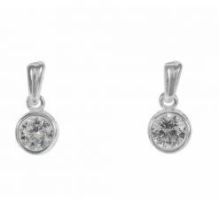 Giftworks JEWELLERY Rhodium Drop CZ Crystal Earrings