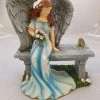 WGP Grave Solar Powdered Angel Sitting On Bench GENERAL GIFTS 1 WGP Grave Solar Powdered Angel Sitting On Bench GENERAL GIFTS