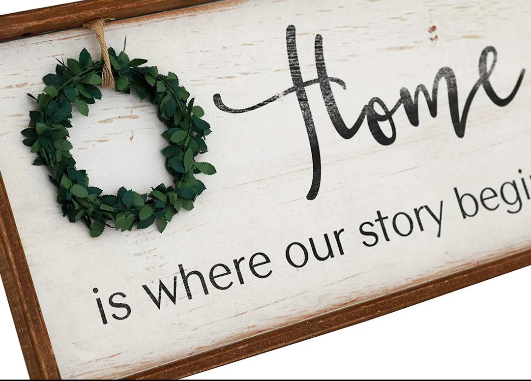 Paris Loft GENERAL GIFTS Home Is Where Our Story Begins Rustic Wood Signs With Wreath 7 Paris Loft GENERAL GIFTS Home Is Where Our Story Begins Rustic Wood Signs With Wreath