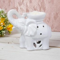 Giftworks Desire Aroma Ceramic White Elephant Fragrance Warmer Lamp