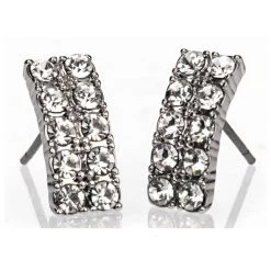 Giftworks GIFTS FOR HER SILVER DIAMANTE BAR EARRINGS