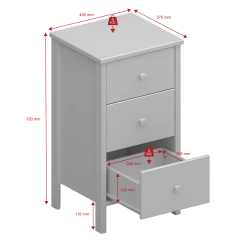 Steens 3 Drawer Bedside – Grey 10 Steens 3 Drawer Bedside – Grey