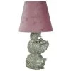 WJSampson GENERAL GIFTS SILVER HEDGEHOG LAMP W/BLUSH VELVET SHADE 23X23X40CM