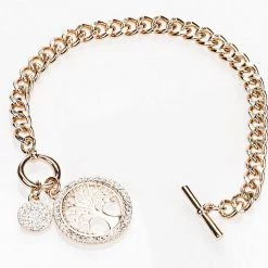 Giftworks GENERAL GIFTS Newgrange Living Rose Gold Tree Of Life Toggle Bracelet