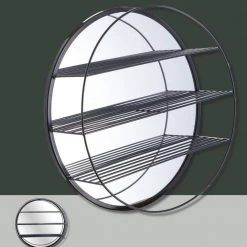 Giftworks GENERAL GIFTS BETTY METAL WALL MIRROR SHELF BLACK 10 Giftworks GENERAL GIFTS BETTY METAL WALL MIRROR SHELF BLACK