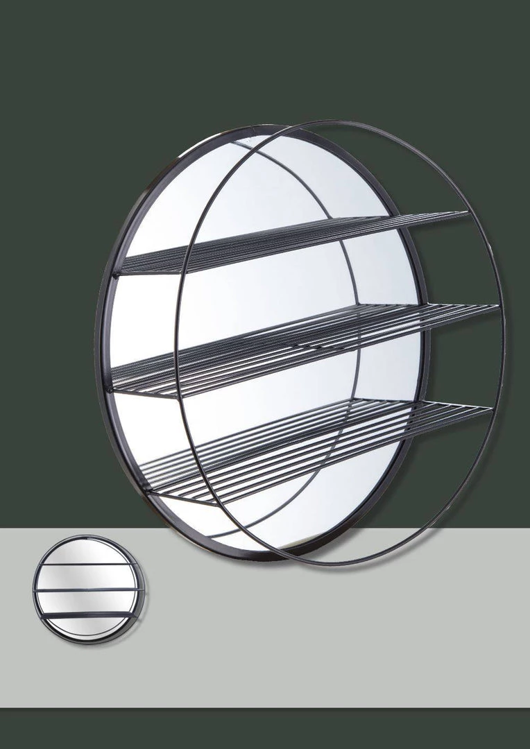 Giftworks GENERAL GIFTS BETTY METAL WALL MIRROR SHELF BLACK 6 Giftworks GENERAL GIFTS BETTY METAL WALL MIRROR SHELF BLACK