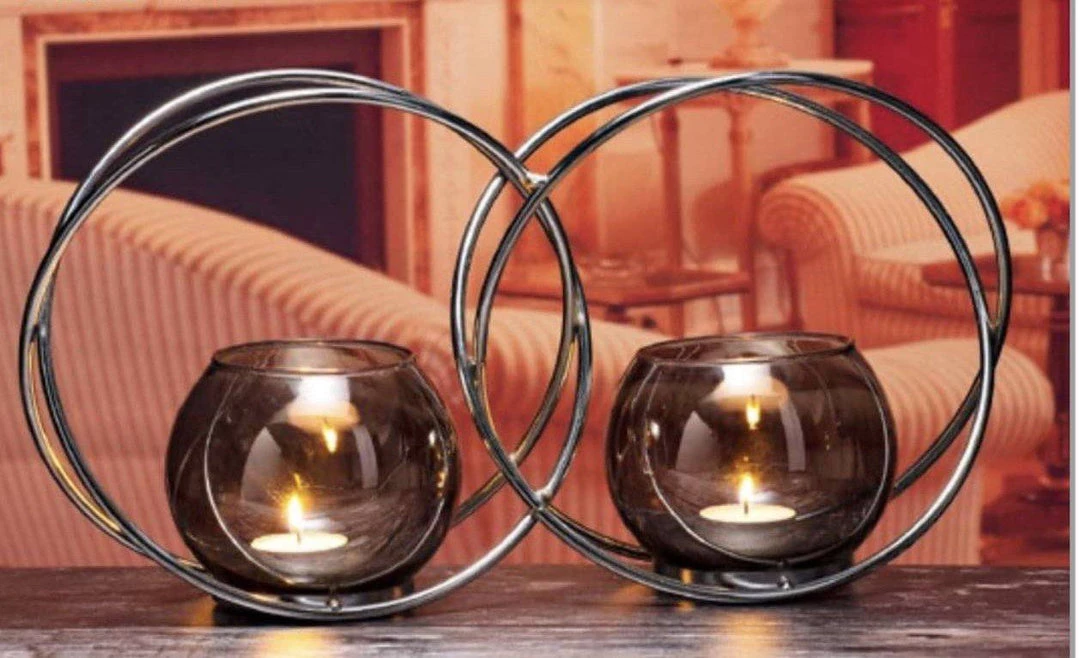 Giftworks GENERAL GIFTS The Grange Collection Metal Candle Holder With 2 Glass Cups 3 Giftworks GENERAL GIFTS The Grange Collection Metal Candle Holder With 2 Glass Cups