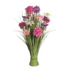 Straits GENERAL GIFTS Grass Floral Bundle Pink And Purple Dahlia 70cm