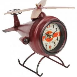 William Widdop Mantel Clock Red Helicopter 17cm