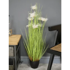 Dutch Brothers Artificial Grass With White Flowers