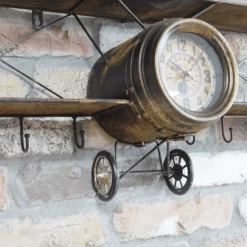 Giftworks Vintage Gifts Aeroplane Clock With Hooks