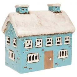 Joe Davies Village Pottery House Tea Light (blue)