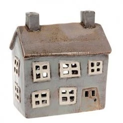 Joe Davies GENERAL GIFTS Village Pottery House Tea Light Holder (Grey)