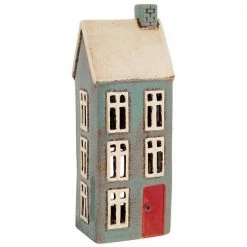 Joe Davies Village Pottery House Tea Light (Tall Dark Grey)