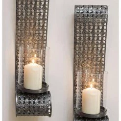 Kirkwood Group GIFTS FOR HER Celtic Ironworks Set Of 2 Wall Lantern Sconces Silver